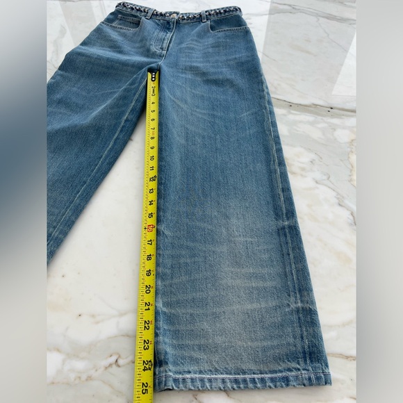 CHANEL 25A CC BLUE WASHED DENIM WIDE STRAIGHT LEG JEANS SIZE FR 36 / US 4 NWTS! - Picture 12 of 17
